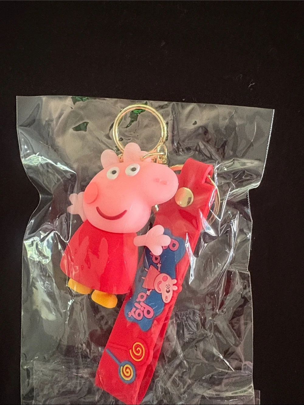 Peppa Pig Pink and Red Silicone Keychain Bag Charm with Strap
